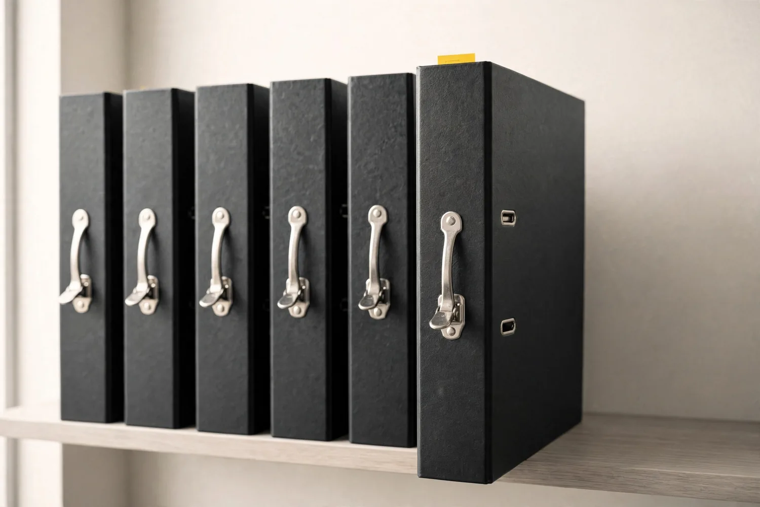 Binders on a shelf