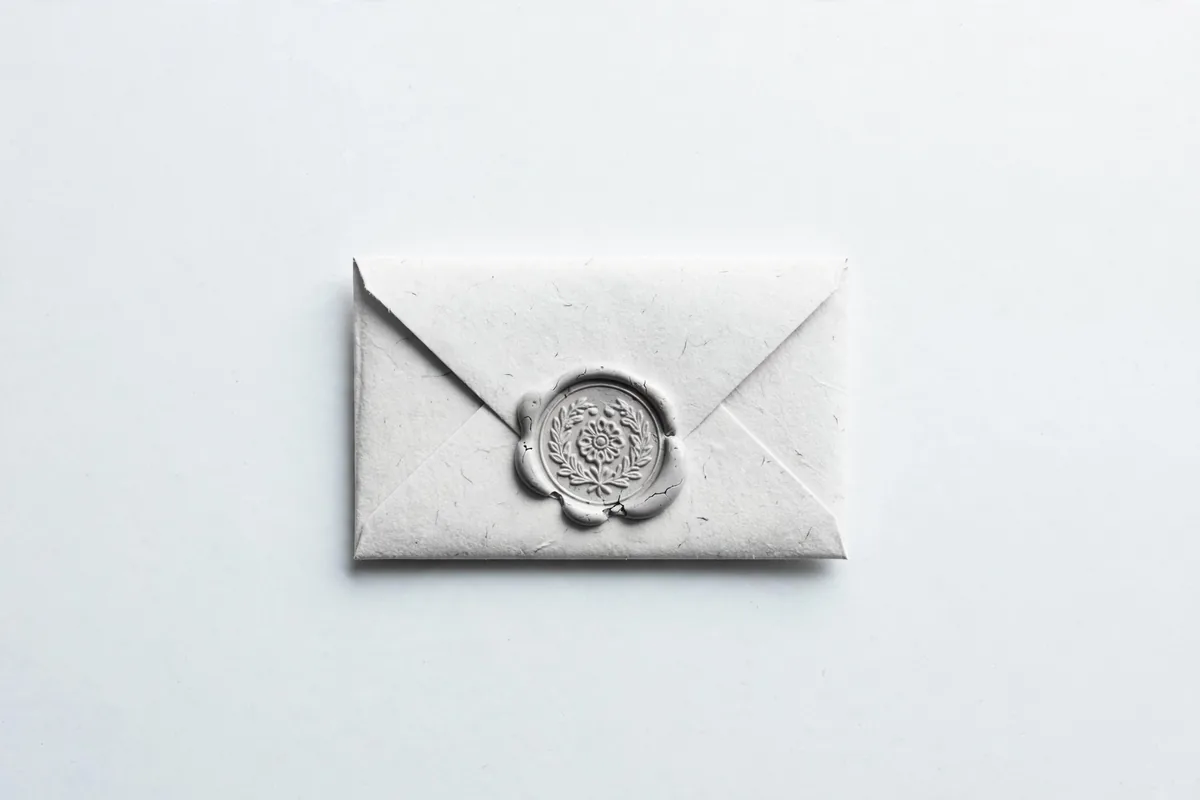 A wax seal on a folded letter