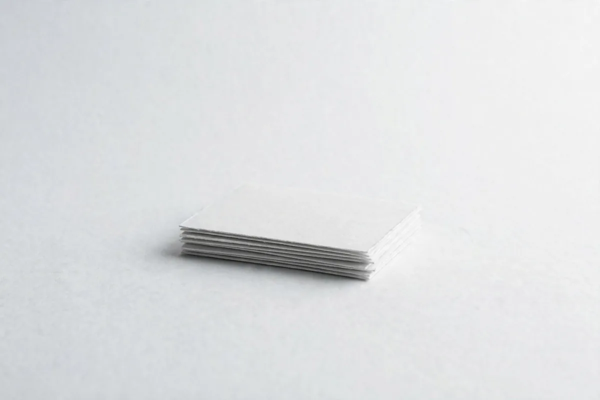A small stack of blank index cards