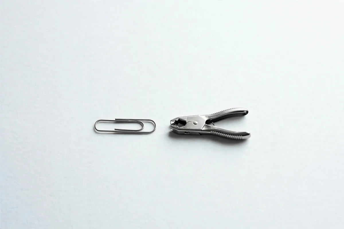 A paper clip and a staple remover