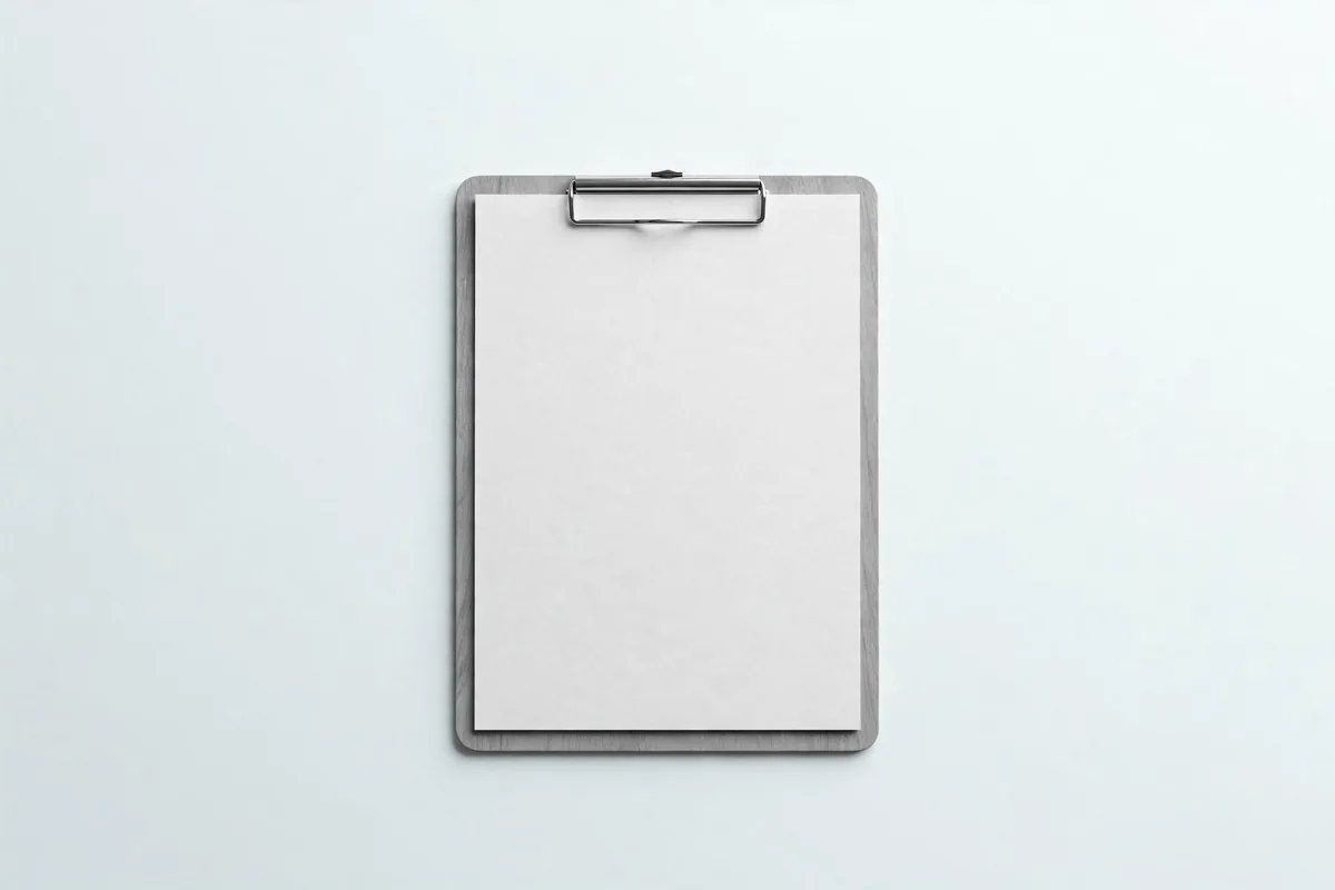 A blank form on a clipboard