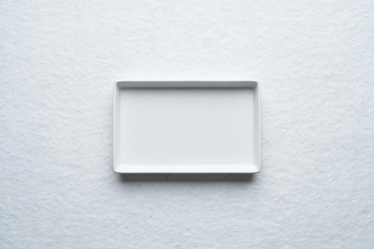 An empty white tray